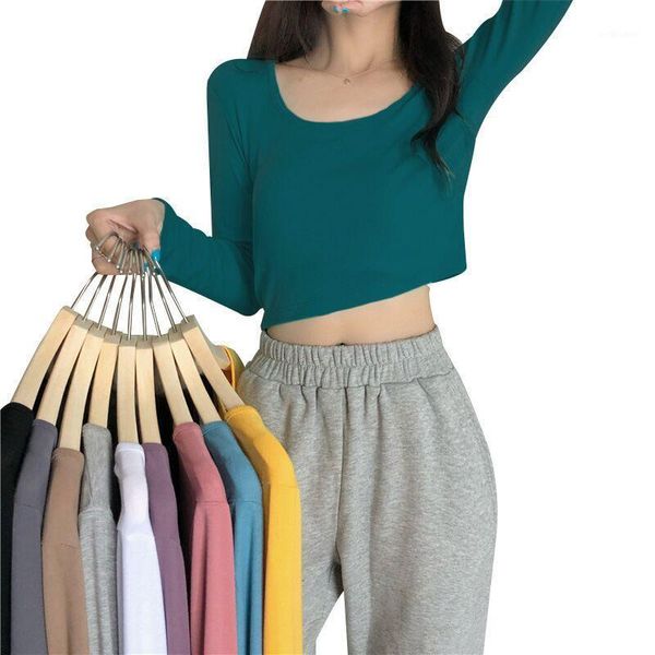 women's t-shirt casual sports short solid color spring and autumn 2021 korean slim long sleeve small bottom with top, White
women's t-shirt casual sports short solid color spring and autumn 2021 korean slim long sleeve small bottom with top, White