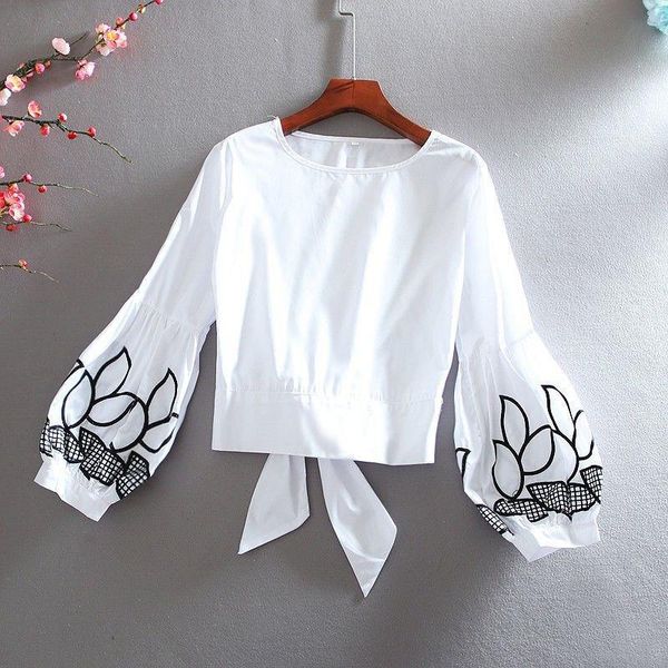 women's blouses & shirts embroidery lantern sleeved women blouse solid summer 2021 o-neck slim bow back bandage female pulls, White
women's blouses & shirts embroidery lantern sleeved women blouse solid summer 2021 o-neck slim bow back bandage female pulls, White