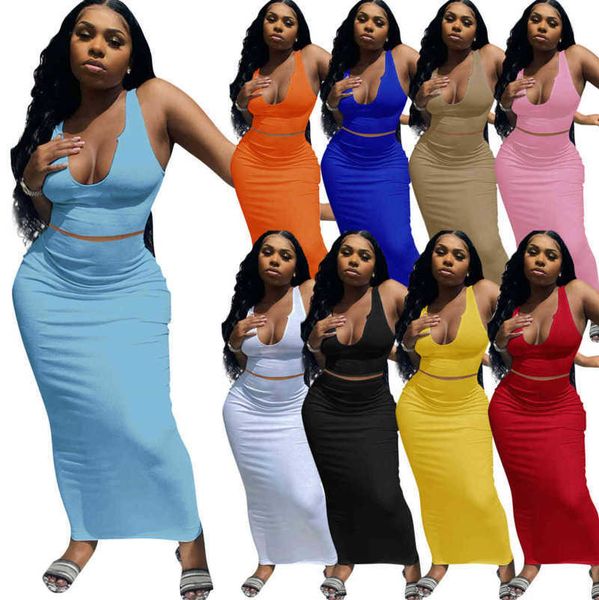 plus size women solid color two piece dresses low collar maxi skirt suits strap sleeveless tank + floor-length skirts summer clothes, Black;gray
plus size women solid color two piece dresses low collar maxi skirt suits strap sleeveless tank + floor-length skirts summer clothes, Black;gray