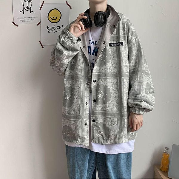spring and autumn youth loose personality printing double-sided single-breasted jacket fashion casual men's jackets, Black;brown
spring and autumn youth loose personality printing double-sided single-breasted jacket fashion casual men's jackets, Black;brown