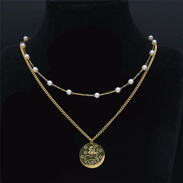 pendant necklaces 2pcs 12 constellations astrology sagittarius stainless steel necklace women gold color imitation pearls jewelry joyas n920, Silver
pendant necklaces 2pcs 12 constellations astrology sagittarius stainless steel necklace women gold color imitation pearls jewelry joyas n920, Silver