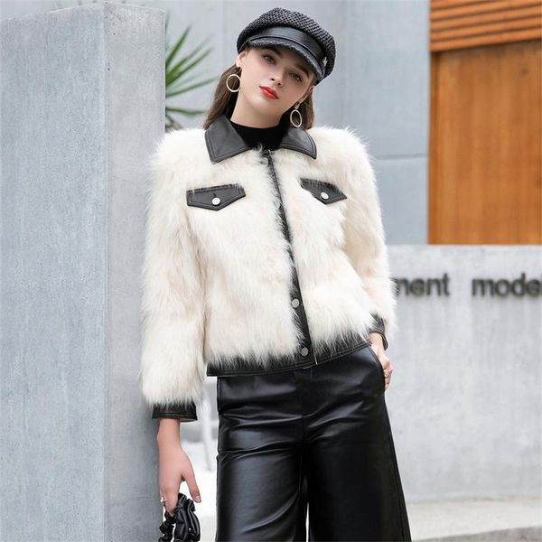 women's fur & faux 2021 winter fashion female coat thicken loose women outerwear solid color casual ladies overcoat t1419, Black
women's fur & faux 2021 winter fashion female coat thicken loose women outerwear solid color casual ladies overcoat t1419, Black