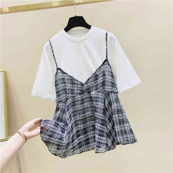 t shirt loose shirt for women summer retro plaid stitching shirts sling short sleeved t-shirt girls ladies t shirs tee, White
t shirt loose shirt for women summer retro plaid stitching shirts sling short sleeved t-shirt girls ladies t shirs tee, White