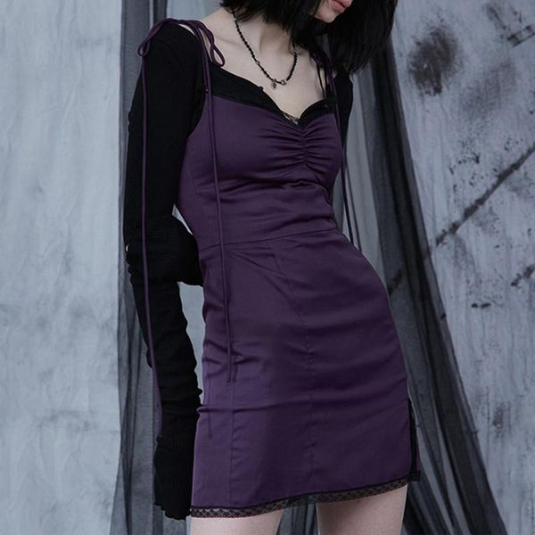 ins goth spaghetti straps bodycon gothic black dress women streetwear lace up mini female casual purple dresses, Black;gray
ins goth spaghetti straps bodycon gothic black dress women streetwear lace up mini female casual purple dresses, Black;gray