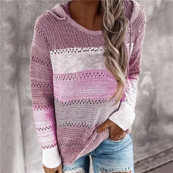 women's pullover hollow knit color block basic casual long-sleeved regular sweater cardigan hooded autumn and winter, White;black
women's pullover hollow knit color block basic casual long-sleeved regular sweater cardigan hooded autumn and winter, White;black