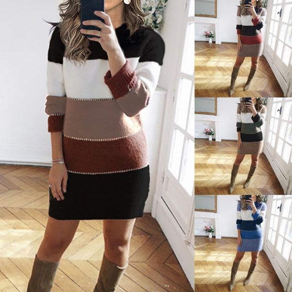 casual dresses women's o neck sweater dress color striped long sleeve knitted mini lady clothing slim night party vestidos, Black;gray
casual dresses women's o neck sweater dress color striped long sleeve knitted mini lady clothing slim night party vestidos, Black;gray
