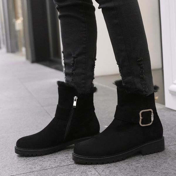 boots plus size women shoes for ladies woman winter buckle side zipper round head, Black
boots plus size women shoes for ladies woman winter buckle side zipper round head, Black