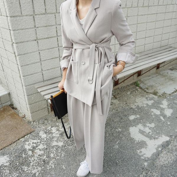 women's two piece pants set female 2 sets 2021 autumn and winter loose solid color blazer + high waist wide leg trousers, White
women's two piece pants set female 2 sets 2021 autumn and winter loose solid color blazer + high waist wide leg trousers, White
