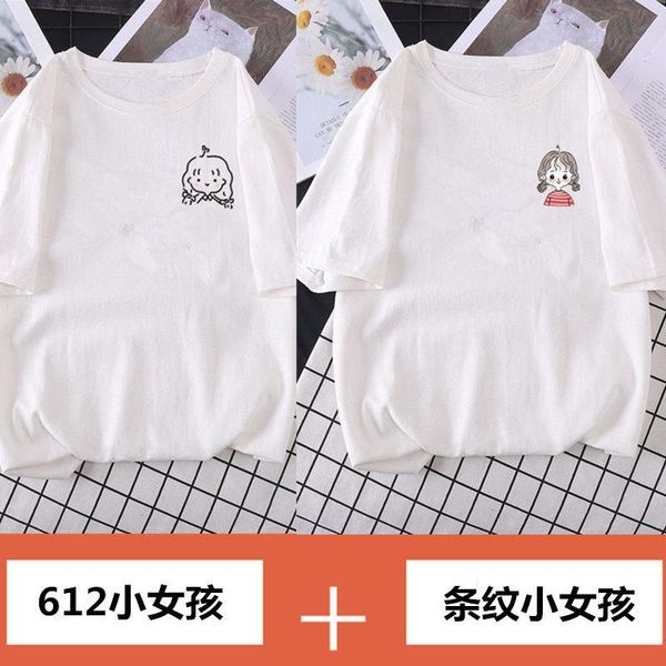 women's t-shirt woman tshirts two pieces cotton short-sleeved style loose mujer camisetas, White
women's t-shirt woman tshirts two pieces cotton short-sleeved style loose mujer camisetas, White