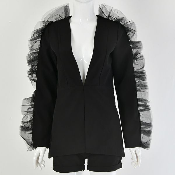 pant woman 2 pieces put together black jacket and shorts with ruffled sleeves cleavage in v deep autumn elegant women's street 0wmx, White
pant woman 2 pieces put together black jacket and shorts with ruffled sleeves cleavage in v deep autumn elegant women's street 0wmx, White