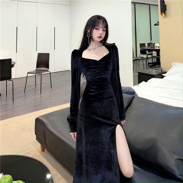 casual dresses autumn 2022 women's side split bag hip waist slim temperament velvet long sleeve black, Black;gray
casual dresses autumn 2022 women's side split bag hip waist slim temperament velvet long sleeve black, Black;gray