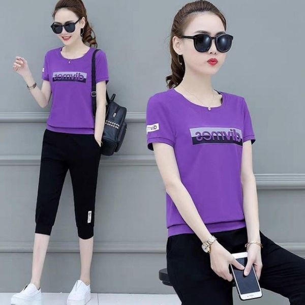 women's tracksuits fashion short sleeved cropped pants sports two piece set casual cotton clothes summer 2021 green purple white red bl, Gray
women's tracksuits fashion short sleeved cropped pants sports two piece set casual cotton clothes summer 2021 green purple white red bl, Gray