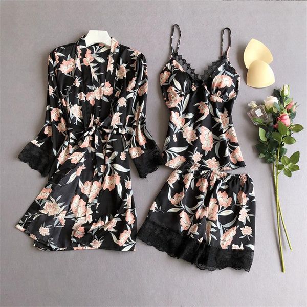 women's sleepwear nightgown ladies lace pajamas female 2021 sling three-piece home service bath robe women camison mujer, Black;red
women's sleepwear nightgown ladies lace pajamas female 2021 sling three-piece home service bath robe women camison mujer, Black;red