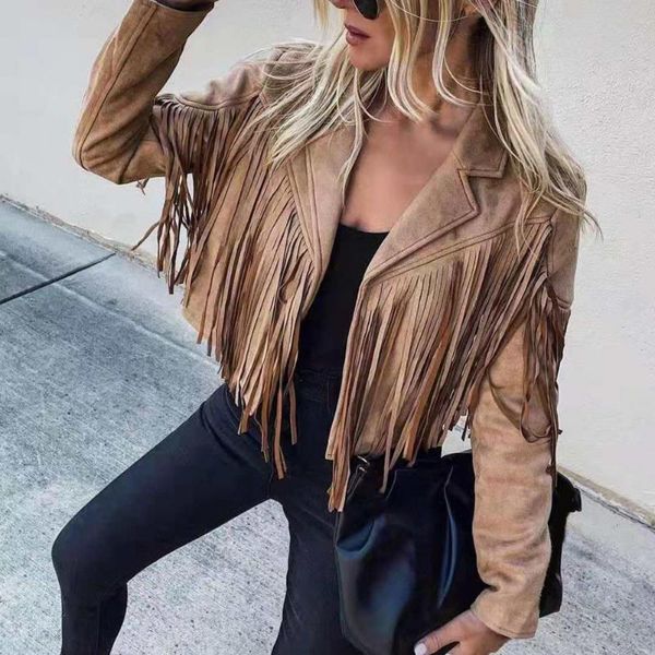 women's jackets cool jacket black motorcycle lapel coat slim solid tassel cardigan female long sleeve club coats streetwear, Black;brown
women's jackets cool jacket black motorcycle lapel coat slim solid tassel cardigan female long sleeve club coats streetwear, Black;brown