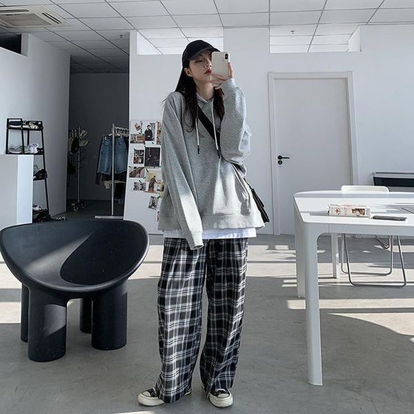 women's pants & capris plaid casual loose wide-leg ins retro teen straight hip-hop streetwear plus size, Black;white
women's pants & capris plaid casual loose wide-leg ins retro teen straight hip-hop streetwear plus size, Black;white