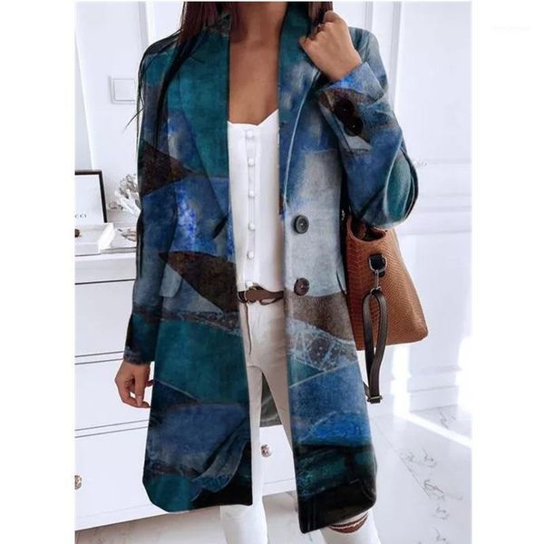 women's wool & blends 2021 fall winter fashion geometric printed coat female turn-down collar overcoat ladies slim long blazer jackets, Black
women's wool & blends 2021 fall winter fashion geometric printed coat female turn-down collar overcoat ladies slim long blazer jackets, Black