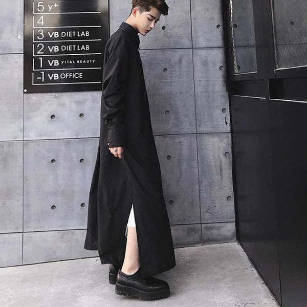 men's casual shirts super long shirt fashion show large size abbe black and white sleeve pullover dress, White;black
men's casual shirts super long shirt fashion show large size abbe black and white sleeve pullover dress, White;black