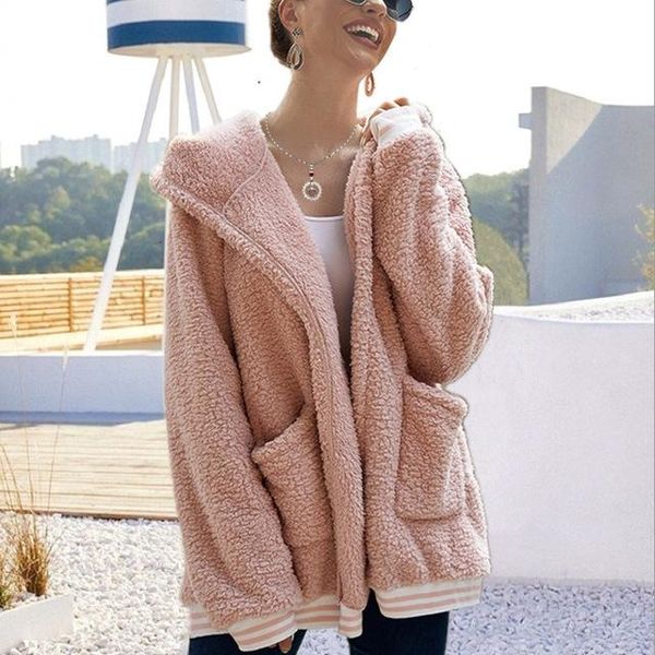 women's jackets 2021 autumn winter coats female solid color long sleeve pocket fleece hooded casual women outwears oversized, Black;brown
women's jackets 2021 autumn winter coats female solid color long sleeve pocket fleece hooded casual women outwears oversized, Black;brown