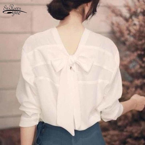 solid white chiffon blouse early autumn korean style women long sleeve back bow v-neck chic sweet shirts blusas 11571 210508
solid white chiffon blouse early autumn korean style women long sleeve back bow v-neck chic sweet shirts blusas 11571 210508