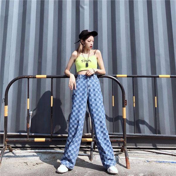 autumn and winter korean of harajuku style loose plaid jeans straight wide-leg trousers women women's, Blue
autumn and winter korean of harajuku style loose plaid jeans straight wide-leg trousers women women's, Blue