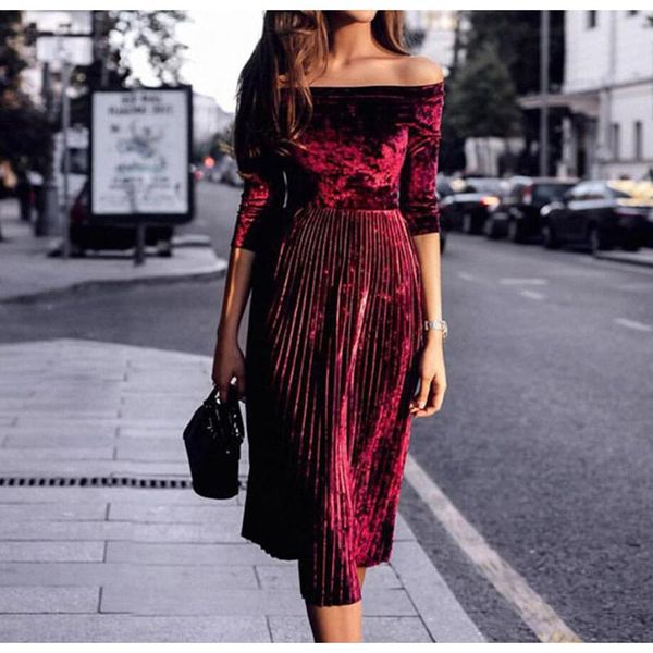 spring half-sleeve dress women solid color middle sleeve slash neck high waist pleated velete casual dresses, Black;gray
spring half-sleeve dress women solid color middle sleeve slash neck high waist pleated velete casual dresses, Black;gray