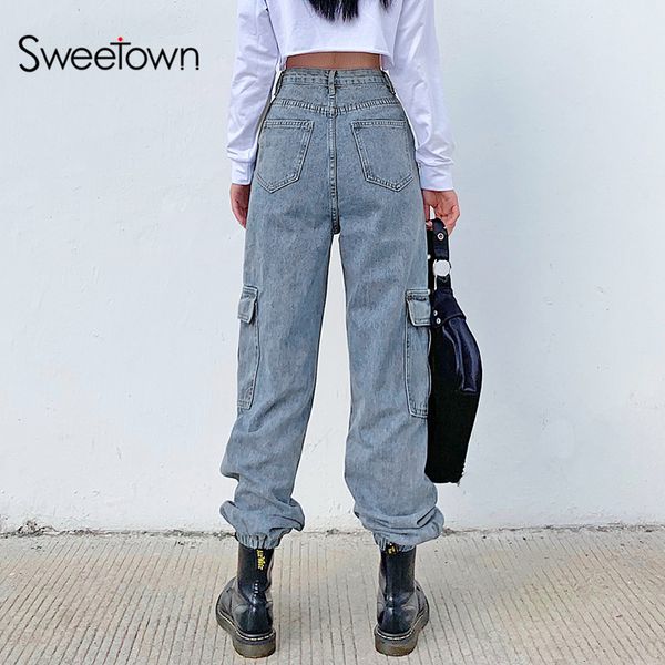 street style cargo pants for women preppy style big pockets baggy 90s streetwear jeans casual high waisted denim pants, Black;white
street style cargo pants for women preppy style big pockets baggy 90s streetwear jeans casual high waisted denim pants, Black;white