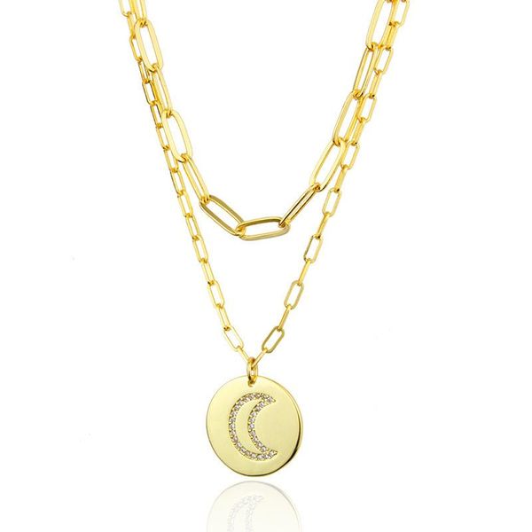 pendant necklaces trendy geometric round zircon moon for women female charming multilayer gold link chain necklace neck jewelry, Silver
pendant necklaces trendy geometric round zircon moon for women female charming multilayer gold link chain necklace neck jewelry, Silver
