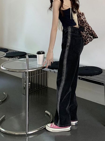 women's jeans fafa black gradient mopping wear spring autumn high waist straight tube loose versatile thin wide leg pants, Blue
women's jeans fafa black gradient mopping wear spring autumn high waist straight tube loose versatile thin wide leg pants, Blue