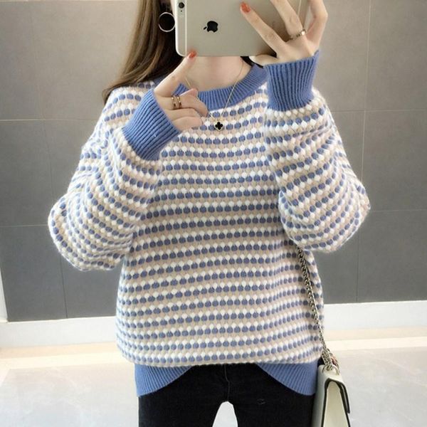 women's sweaters women autumn knitted pullover long sleeve female soft jacquard striped jumper england style o neck knitwear, White;black
women's sweaters women autumn knitted pullover long sleeve female soft jacquard striped jumper england style o neck knitwear, White;black