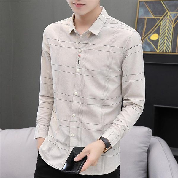 men's casual shirts long sleeve high-end lapel shirt fashion youth letters printing breathable trend cardigan lattice original top, White;black
men's casual shirts long sleeve high-end lapel shirt fashion youth letters printing breathable trend cardigan lattice original top, White;black