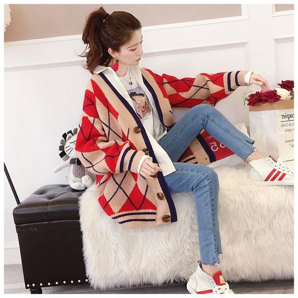 women's sweaters fashion 2021 autumn winter women casual thick plaid long-sleeve knitted jacket mid-long coat cardigans ev136, White;black
women's sweaters fashion 2021 autumn winter women casual thick plaid long-sleeve knitted jacket mid-long coat cardigans ev136, White;black