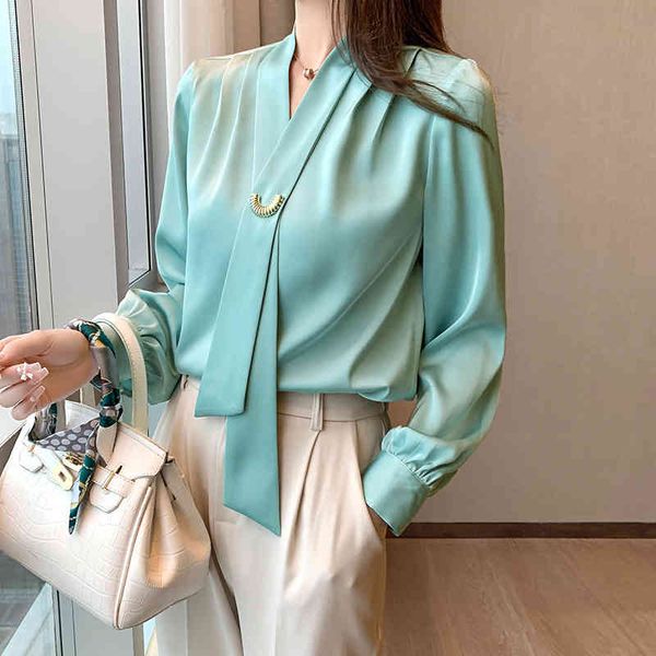spring chiffon shirt ol style office lady long sleeve shirt women satin shirt loose v-neck womens and blouses clothes 210515, White
spring chiffon shirt ol style office lady long sleeve shirt women satin shirt loose v-neck womens and blouses clothes 210515, White