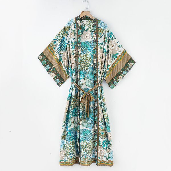 women's swimwear peacock print vintage beach kimono bohemian with sashes oversize long cardigan big sleeve casual cotton cover-up, White;black
women's swimwear peacock print vintage beach kimono bohemian with sashes oversize long cardigan big sleeve casual cotton cover-up, White;black