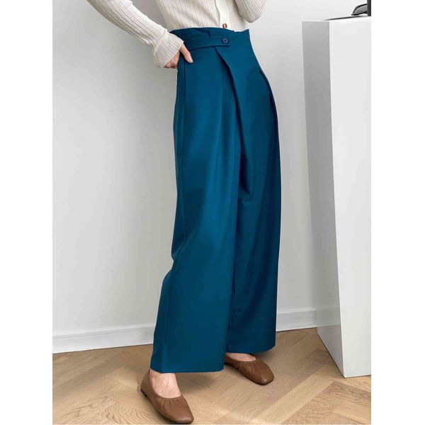 jean autumn waist wide leg straight pant with pocket elegant pants women long trousers, Blue
jean autumn waist wide leg straight pant with pocket elegant pants women long trousers, Blue