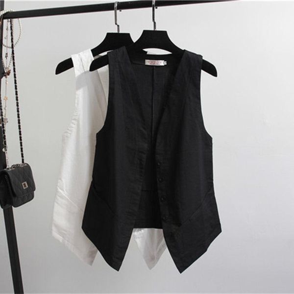 women's vests women cotton linen waistcoat 2021 spring summer plus size single breasted fashion thin style sleeveless vest jacket aq338, Black;white
women's vests women cotton linen waistcoat 2021 spring summer plus size single breasted fashion thin style sleeveless vest jacket aq338, Black;white