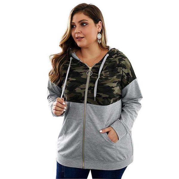 casual loose women zipper hooded sweatshirt long sleeve camouflage patchwork streetwear coat w511 210526, Black
casual loose women zipper hooded sweatshirt long sleeve camouflage patchwork streetwear coat w511 210526, Black