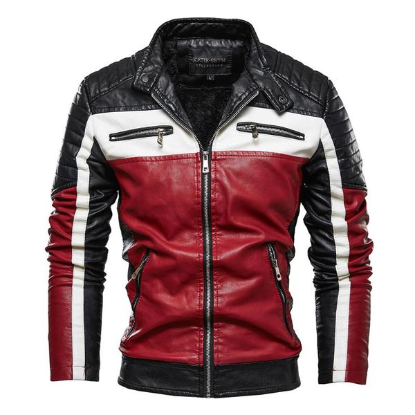 men's fur & faux men leather jacket lined winter coat colorblock motorcycle slim flit casual fashion street clothes, Black
men's fur & faux men leather jacket lined winter coat colorblock motorcycle slim flit casual fashion street clothes, Black