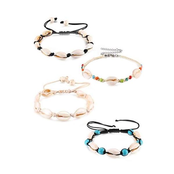 anklets 4 piece set natural leather shell ankle bracelet handmade bohemian enamel adjustable beaded anklet girl hawaii beach party, Red;blue
anklets 4 piece set natural leather shell ankle bracelet handmade bohemian enamel adjustable beaded anklet girl hawaii beach party, Red;blue