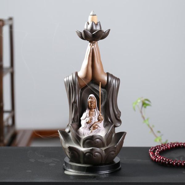 ceramic flowback incense burner creative decoration backflow buddha hand guanyin crafts fragrance lamps
ceramic flowback incense burner creative decoration backflow buddha hand guanyin crafts fragrance lamps