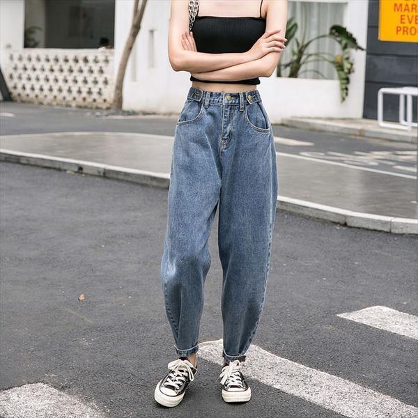 spring retro style womens short ankle length jeans plus size 4xl 5xl elastic waist women high loose denim harem pants, White;black
spring retro style womens short ankle length jeans plus size 4xl 5xl elastic waist women high loose denim harem pants, White;black