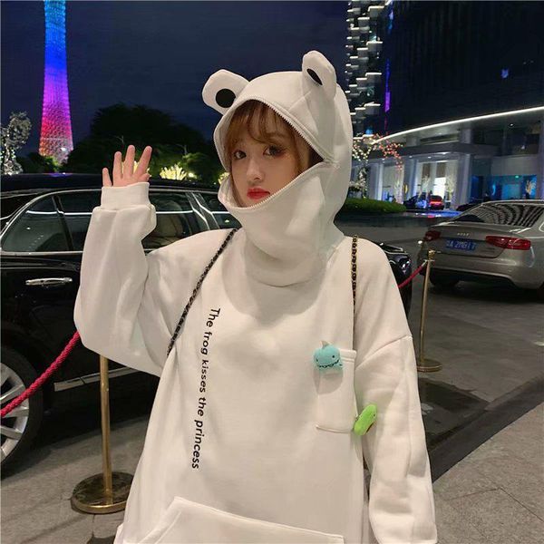 women's knits & tees harajuku hoodie feminine frog sweats winter sense in nightgowns casual autumn embroidered loose doll decoration s, White
women's knits & tees harajuku hoodie feminine frog sweats winter sense in nightgowns casual autumn embroidered loose doll decoration s, White