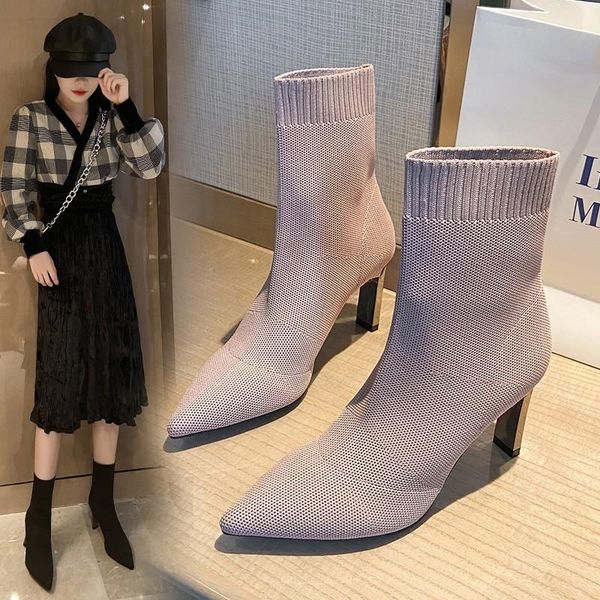 boots 2021 metal blade heels socks women stretch fabric elastic stilettos heel pointed toe ankle shoes woman boats, Black
boots 2021 metal blade heels socks women stretch fabric elastic stilettos heel pointed toe ankle shoes woman boats, Black