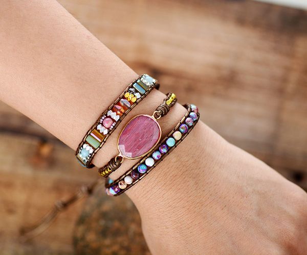 leather wrap bracelet w/ stones multi color natural beads crystal weaving statement art bracelet gifts a, Golden;silver
leather wrap bracelet w/ stones multi color natural beads crystal weaving statement art bracelet gifts a, Golden;silver