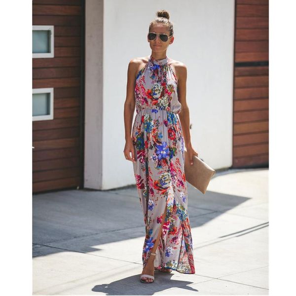 summer women collar style backless dress printed sleeveless long casual dresses, Black;gray
summer women collar style backless dress printed sleeveless long casual dresses, Black;gray