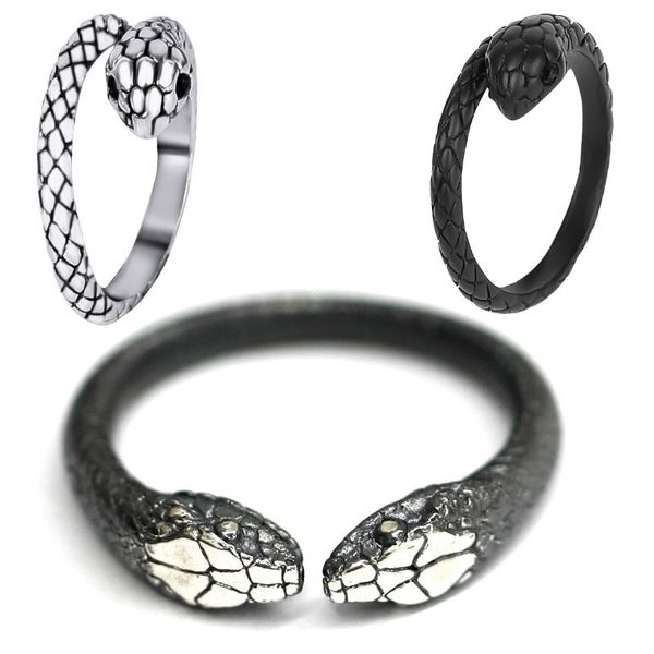 double snake rings gothic men women fashion jewelry unique stainless steel adjustable open ring cluster, Golden;silver
double snake rings gothic men women fashion jewelry unique stainless steel adjustable open ring cluster, Golden;silver