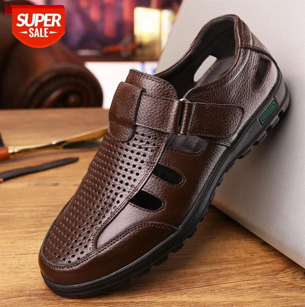 men's leather shoes cool and breathable round toe cover foot hollow sandals #zf1a, Black
men's leather shoes cool and breathable round toe cover foot hollow sandals #zf1a, Black