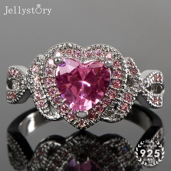 cluster rings jellystory luxury ring 925 sterling silver charm with heart shape pink zircon gemstone jewelry for women wedding engagement, Golden;silver
cluster rings jellystory luxury ring 925 sterling silver charm with heart shape pink zircon gemstone jewelry for women wedding engagement, Golden;silver