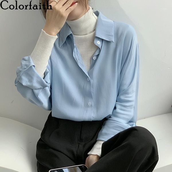 women's blouses & shirts colorfaith 2021 women spring summer buttons chic vintage oversize office korean style lady wild bl9333, White
women's blouses & shirts colorfaith 2021 women spring summer buttons chic vintage oversize office korean style lady wild bl9333, White