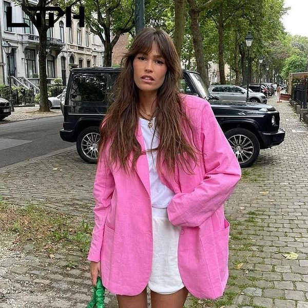 women's suits & blazers ltph vintage loose pink blazer women single breasted long sleeve jacket fashion casual cotton linen suit coat 2, White;black
women's suits & blazers ltph vintage loose pink blazer women single breasted long sleeve jacket fashion casual cotton linen suit coat 2, White;black
