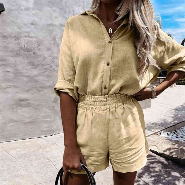 summer women linen shorts set turn-down collar long sleeve shirt and shorts casual two pieces set loose outfit female 210721, White
summer women linen shorts set turn-down collar long sleeve shirt and shorts casual two pieces set loose outfit female 210721, White